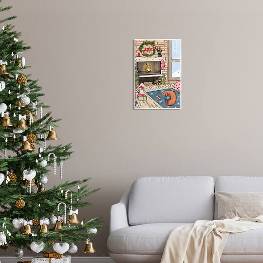 Stupell Industries Cozy Christmas Fireplace Tree Wall Plaque Art